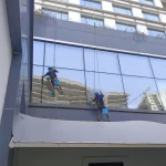 How do you clean windows in tall buildings from the inside?