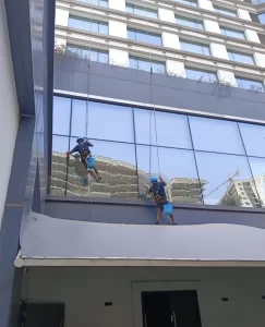 How do you clean windows in tall buildings from the inside?